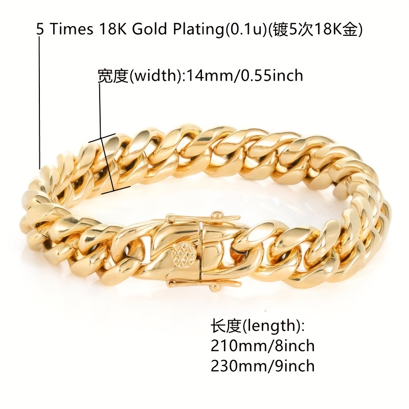 Teen's 18K Gold Plated Durable Cuban Bracelet — Stylish Buckle